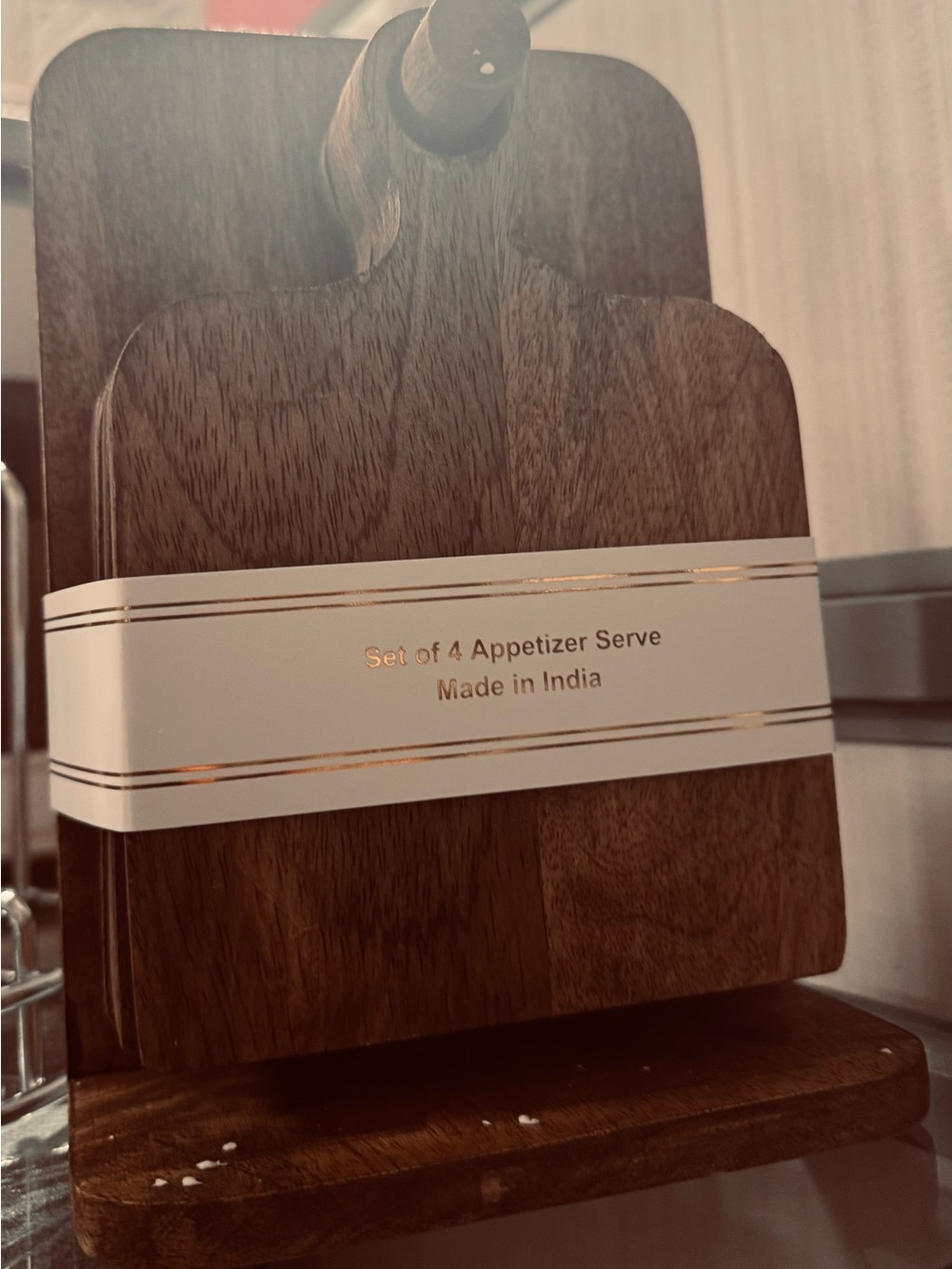 Set of 4 Acacia Wood Appetizer Serving Boards - Brown